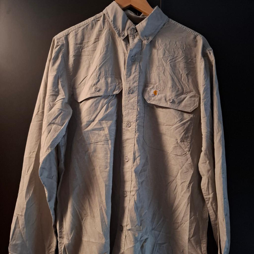 Carhartt overhemd, grijs, maat L, Verzenden, Beige, Carhartt, Halswijdte 41/42 (L)