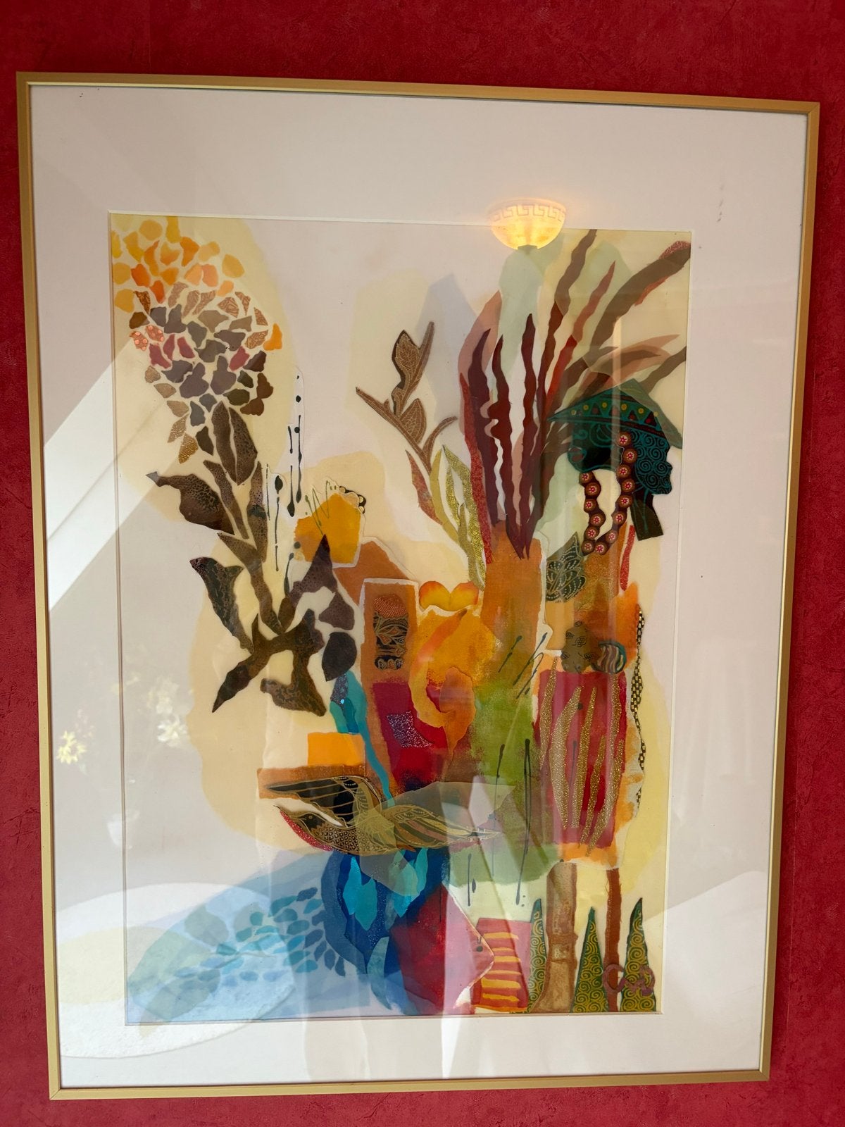 Abstracte kunstprint in gouden lijst. 80x60 cm, Ophalen