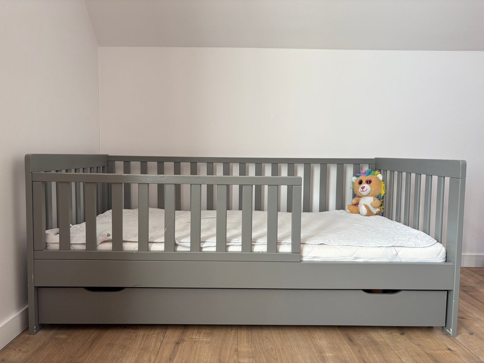 Petite Amelie PEUTERBED «PLUME» 140X70 GRIJS, Gebruikt, 70 tot 85 cm, 140 tot 160 cm, Ophalen