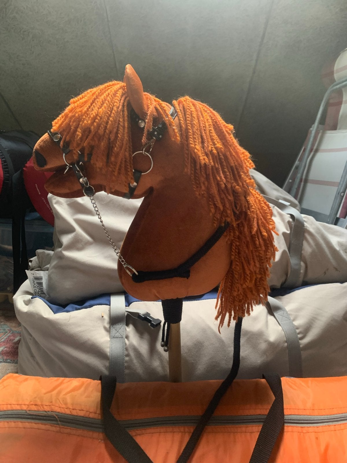 Hobbyhorse / Stokpaardje met hoofdstel - Oranje, Ophalen of Verzenden, Zo goed als nieuw, Jongen of Meisje
