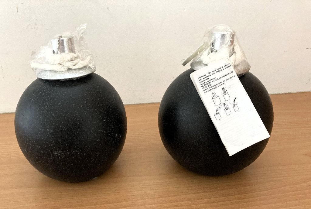 Set van 2 zwarte olielampen - diam 15cm; hg 14cm, Ophalen, Nieuw