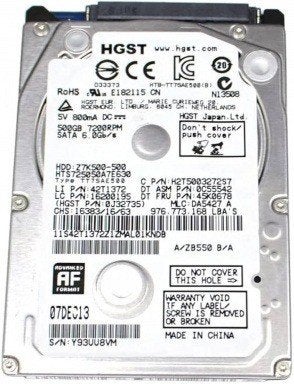Hitachi Travelstar HTS725050A7E630 500GB HDD 2.5" SATA, Intern, Ophalen of Verzenden, Zo goed als nieuw, HGST