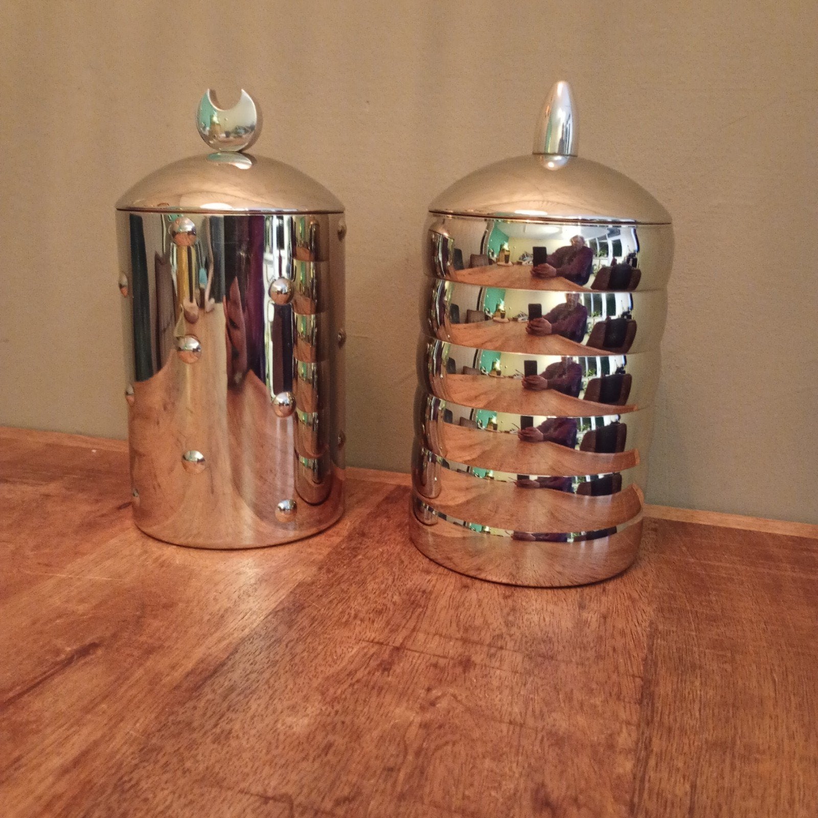 Alessi Silvo voorraadpotten - Set van 2, Huis en Inrichting, Zilver, Ophalen of Verzenden, Zo goed als nieuw, Voorraadpot