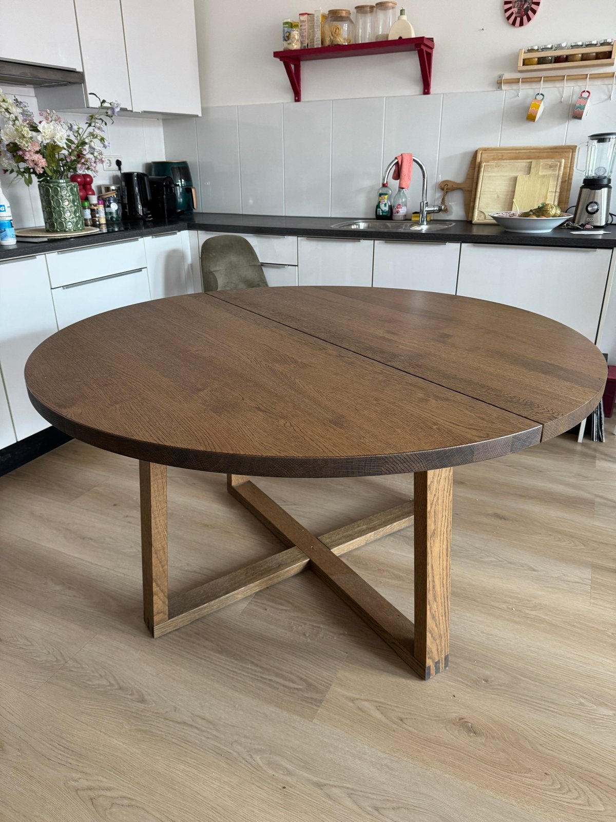 IKEA MÖRBYLÅNGA eettafel, 145 cm diameter, Ophalen, Gebruikt, 100 tot 150 cm, Eikenhout
