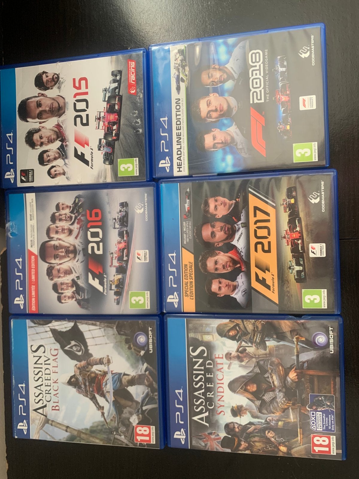 6 PS4 games: 4 race games en 2 Assassin's Creed, Spelcomputers en Games, Ophalen, Gebruikt, Racen en Vliegen, Vanaf 18 jaar