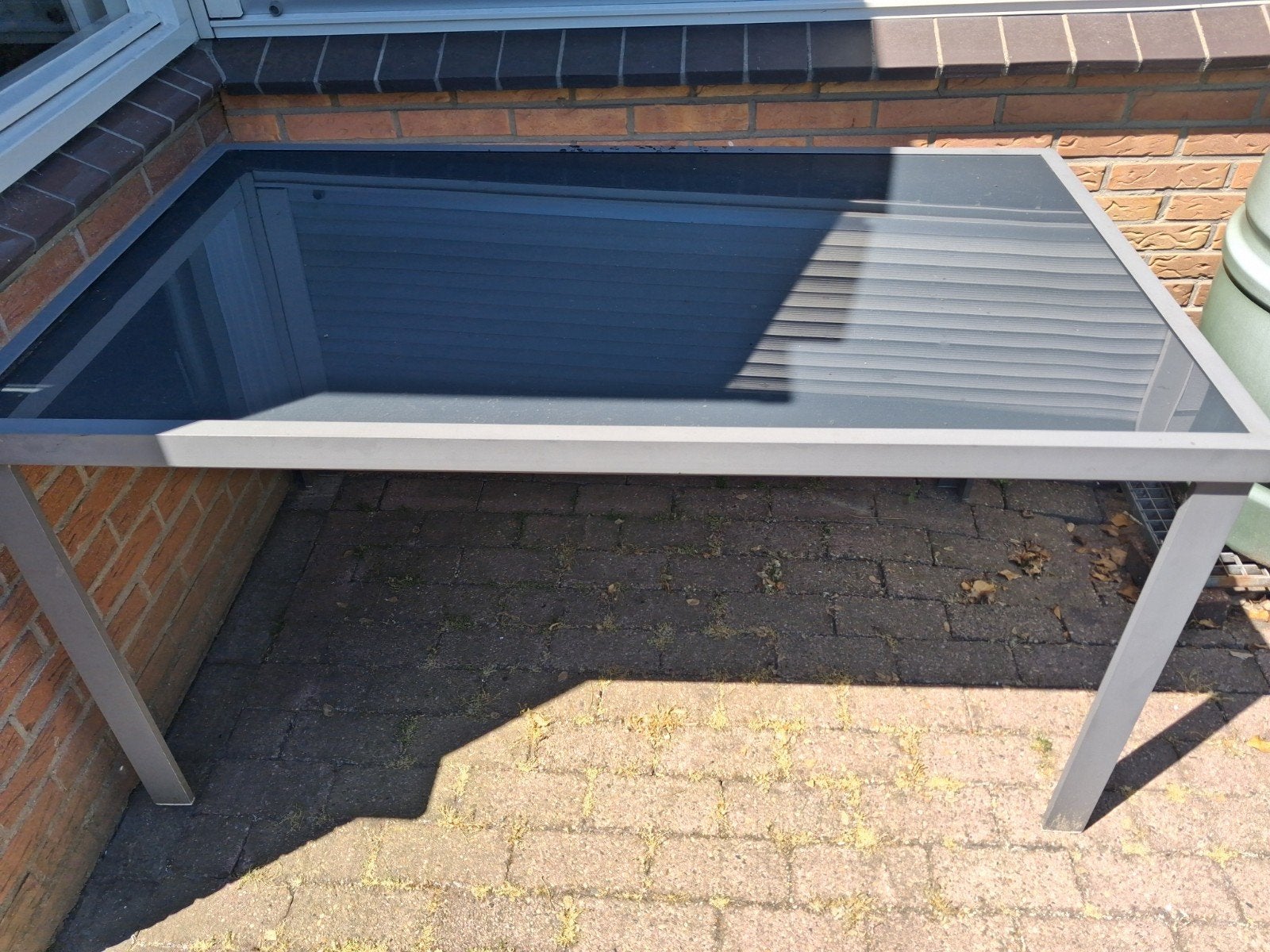Tuintafel met glasplaat, Ophalen, Gebruikt, Rechthoekig, Aluminium