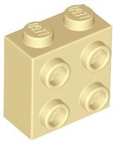 lego 1x2x2 blokjes, pilaren met nopjes op de voorkant beige, Ophalen of Verzenden, Nieuw, Losse stenen, Lego