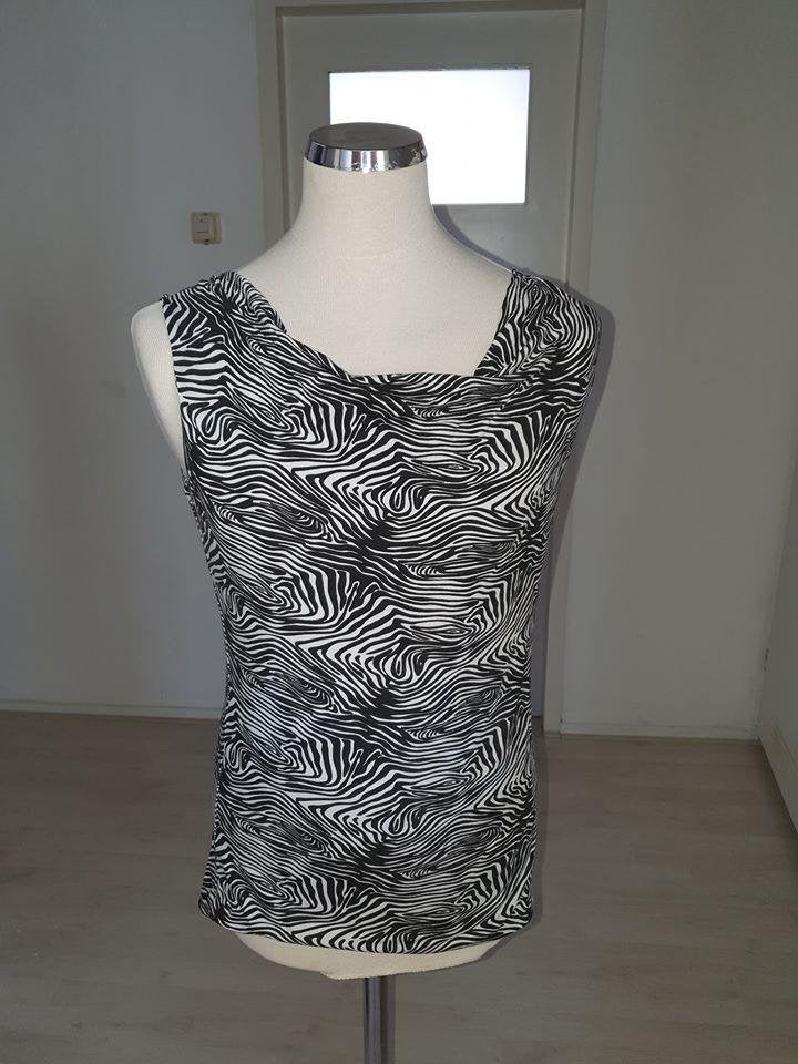 Zwart-wit zebraprint mouwloze top maat L, Maat 38/40 (M), Zwart, Ophalen of Verzenden, Zo goed als nieuw