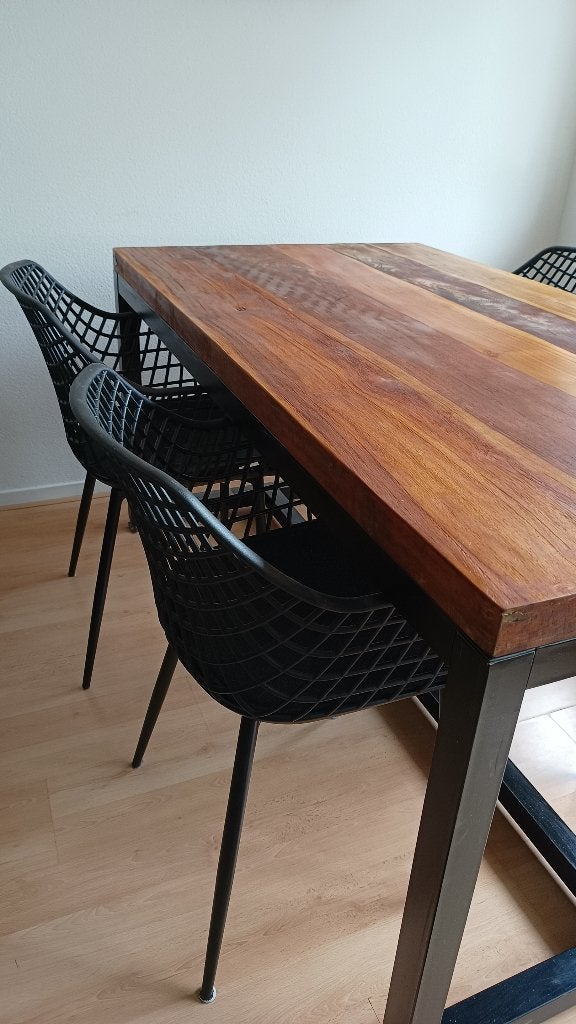 Kuipstoelen 4 stuks voor binnen of buiten (webbing), Huis en Inrichting, Stoelen, Ophalen, Zwart, Zo goed als nieuw, Vier
