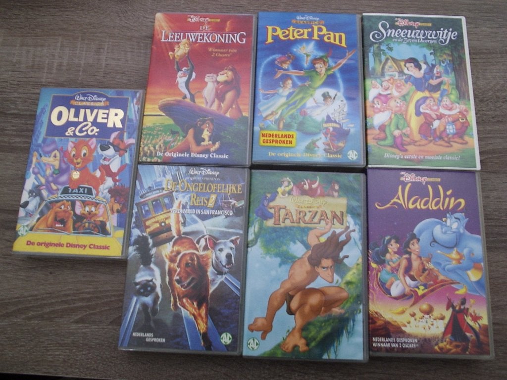 7 DISNEY CLASSICS OP VHS NEDERLANDS GESPROKEN, Cd's en Dvd's, VHS | Kinderen en Jeugd, Ophalen, Gebruikt, Tekenfilm, Alle leeftijden