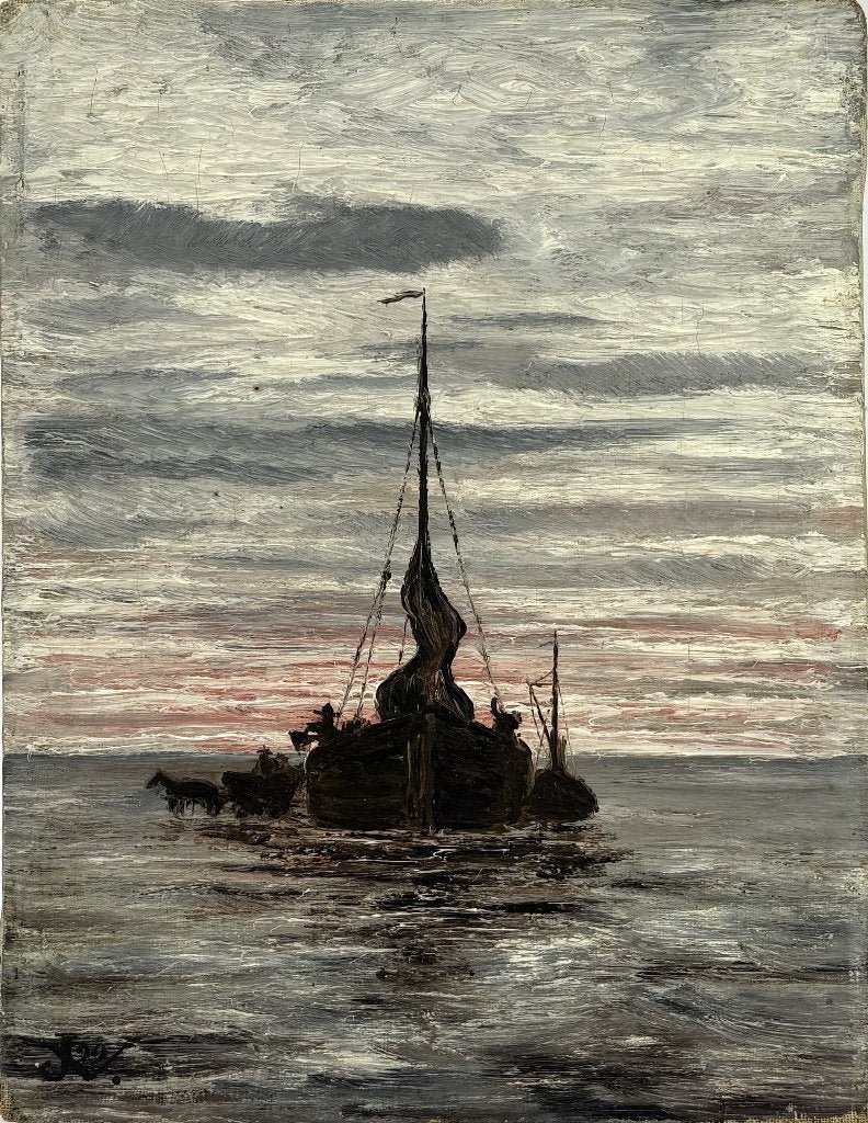 1163. Olieverfschilderij, Hollandse School, 20e eeuw, Ophalen