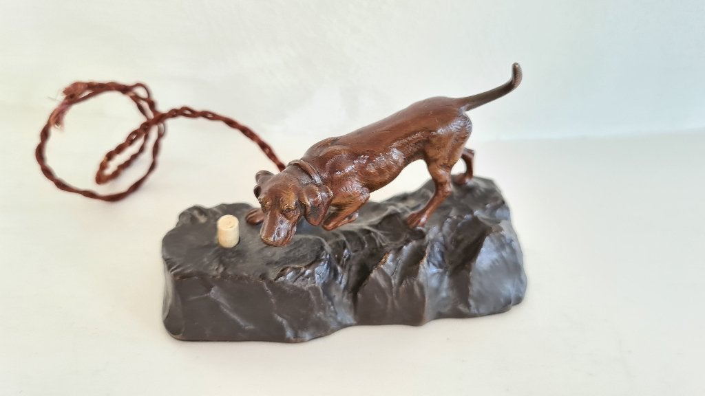 Weens Bronzen Jachthond Tafelbel Hotelbel Dienstbodebel, Antiek en Kunst, Minder dan 20 cm, Ophalen of Verzenden, Scène, Beeld