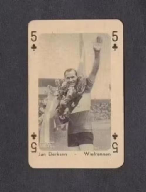 Speelkaart Wielrenner Jan Derksen Geertruidenberg Jaren 50., Verzamelen, Ophalen of Verzenden, Zo goed als nieuw