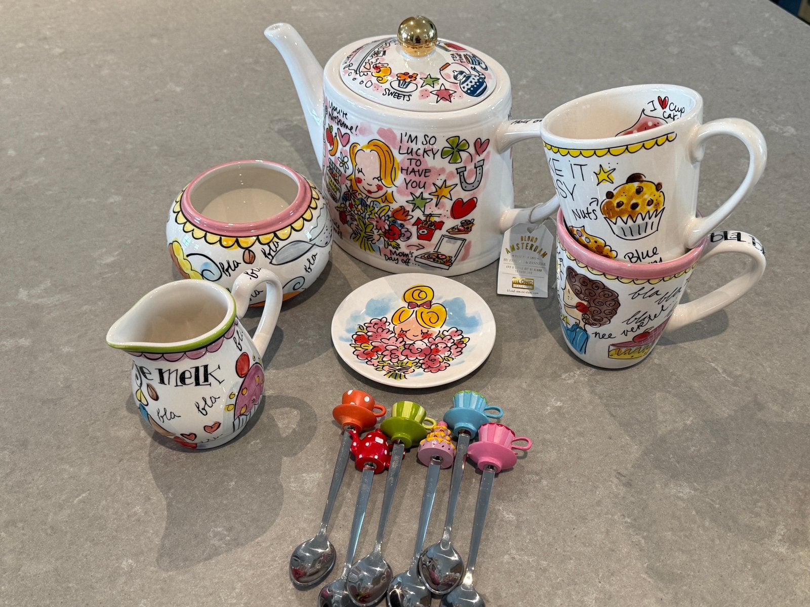 Blond thee servies theepot, Huis en Inrichting, Ophalen, Zo goed als nieuw, Aardewerk, Blond Amsterdam