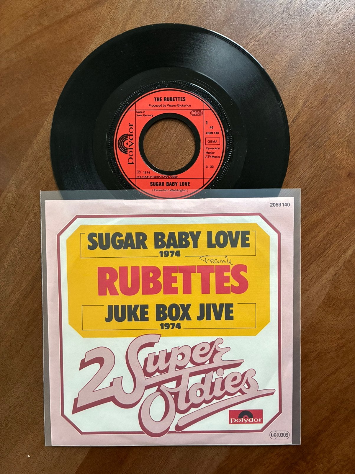The Rubettes - Sugar baby love / Juke box jive, Cd's en Dvd's, Vinyl Singles, 7 inch, Ophalen of Verzenden