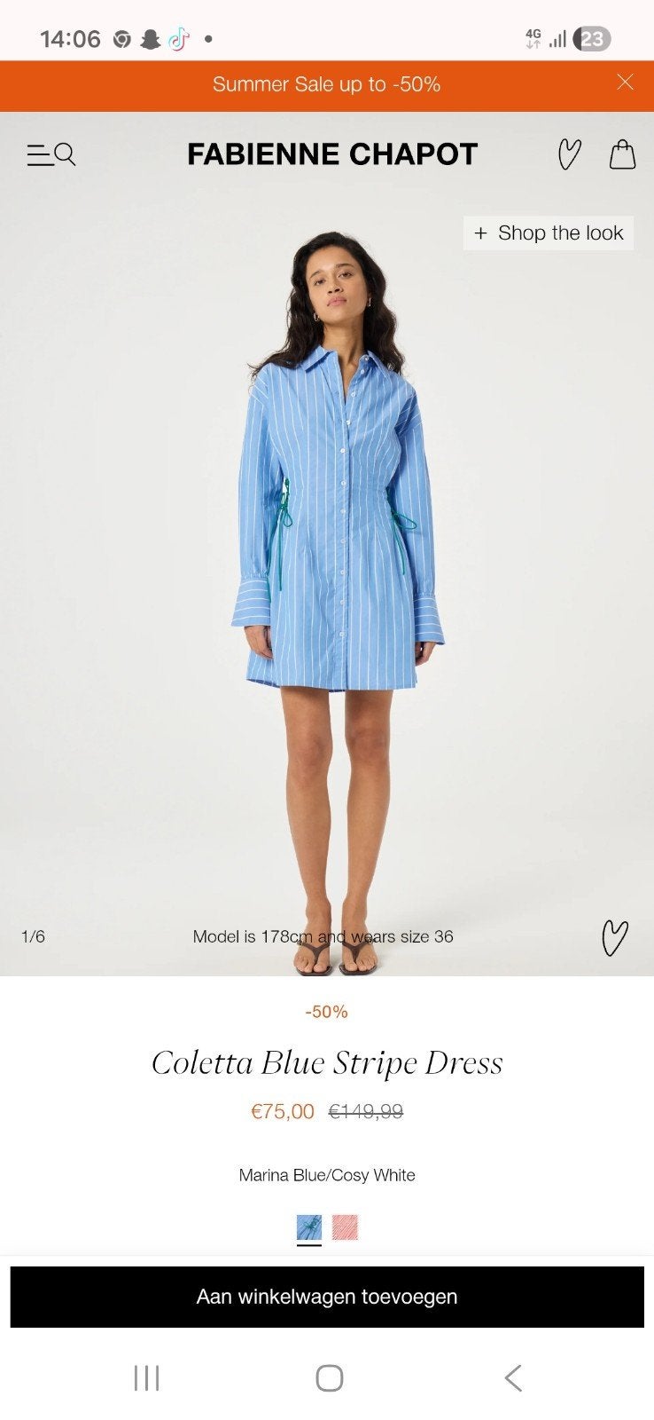Fabienne Chapot Coletta Blue Stripe Jurk Maat 36 Nieuw, Blauw, Nieuw, Ophalen of Verzenden, Fabienne Chapot