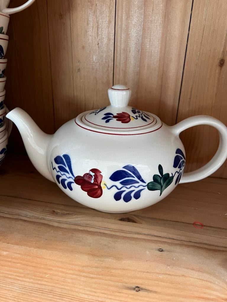 Boch theepot, handgeschilderd, made in Belgium, Ophalen of Verzenden