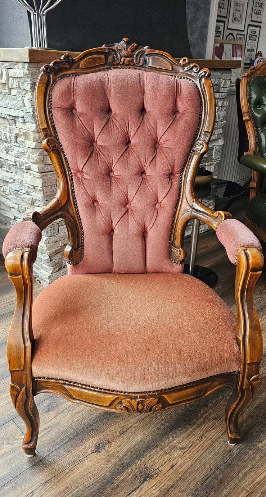 Vintage Barok Fauteuil, Ophalen, 75 tot 100 cm, 50 tot 75 cm