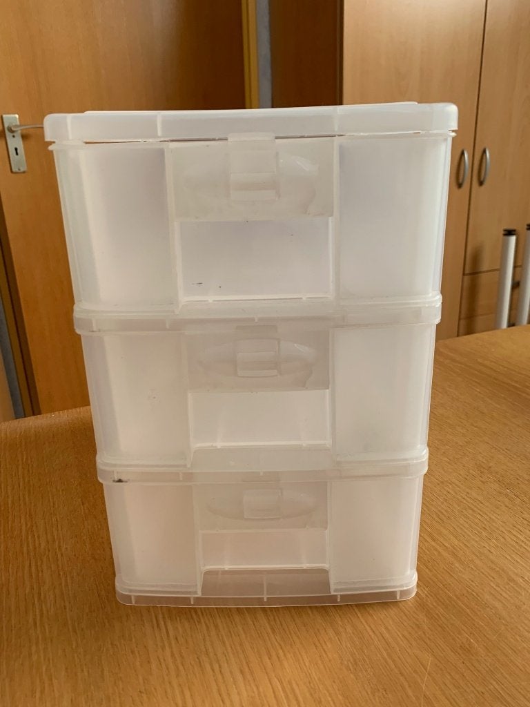 Klein Kunststof ladenkastje met 3 laden, 28x27x18,5 cm, Ophalen of Verzenden, Zo goed als nieuw