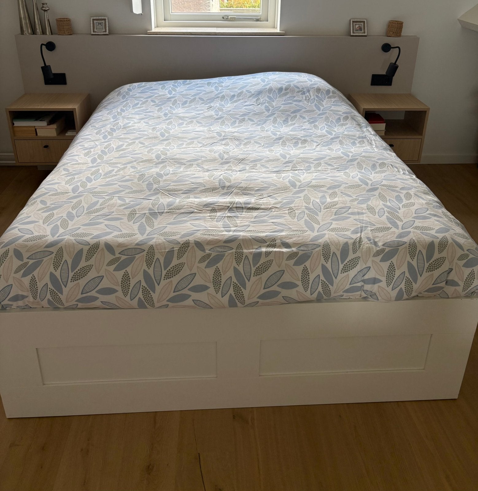 Bed Ikea Brimnes 160x200 - zo goed als nieuw, Ophalen, Verstelbaar, Wit, Tweepersoons