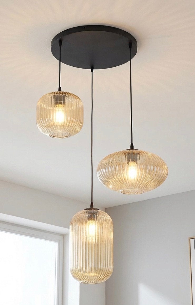 Hanglamp amber, Charlois (lampgigant), Ophalen of Verzenden, Nieuw, Glas, Retro