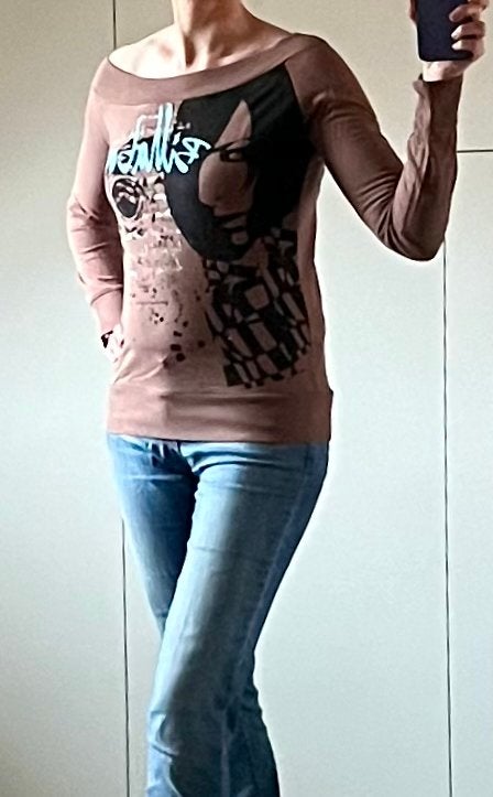 Billabong Y2K Off-shoulder Longsleeve - Maat M, Maat 38/40 (M), Bruin, Ophalen of Verzenden, Lange mouw