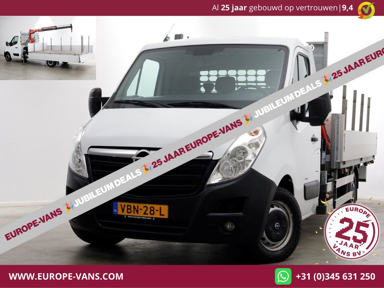 Opel Movano 2.3 CDTI 145pk E6 Open Laadbak + Kraan 08-2019, Voorwielaandrijving, 145 pk, Gebruikt, Euro 6