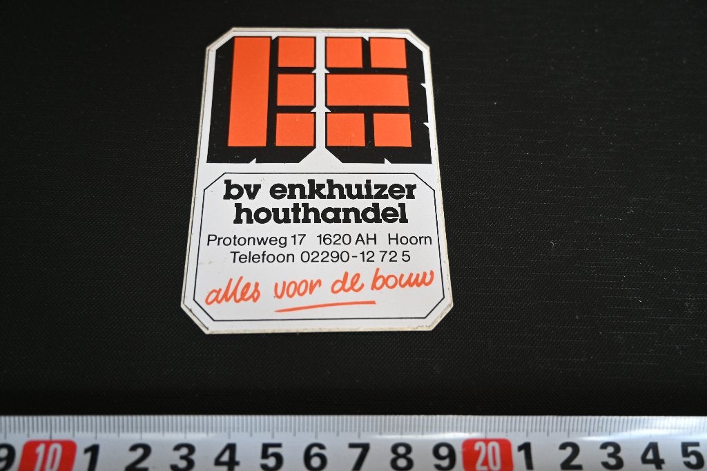 sticker Hoorn BV Enkhuizer Houthandel Protonweg 17, Verzamelen, Ophalen, Zo goed als nieuw