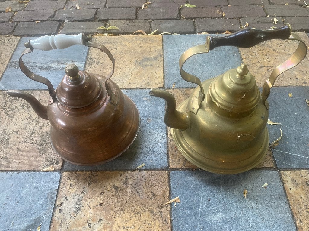 2 x zakmoor, rood en geel koper, in goede staat, ketel, Antiek en Kunst, Ophalen of Verzenden, Koper