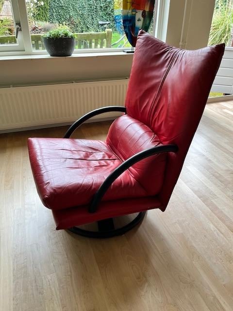 Rolf Benz Torino BMP fauteuil, leer en metaal, Ophalen of Verzenden, Gebruikt, Leer, 75 tot 100 cm