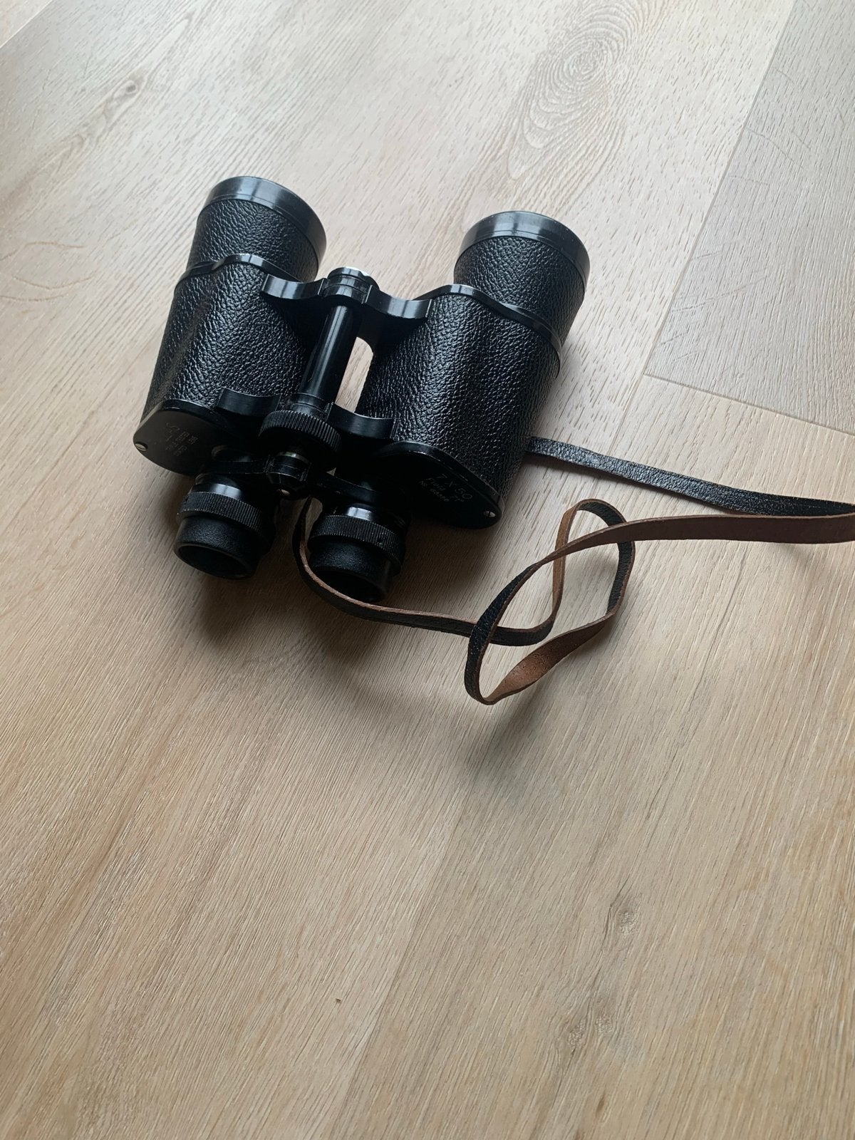 Pallas 7x50 Vintage Verrekijker met leren tas, Ophalen, Gebruikt, Minder dan 8x, Porro (met knik)