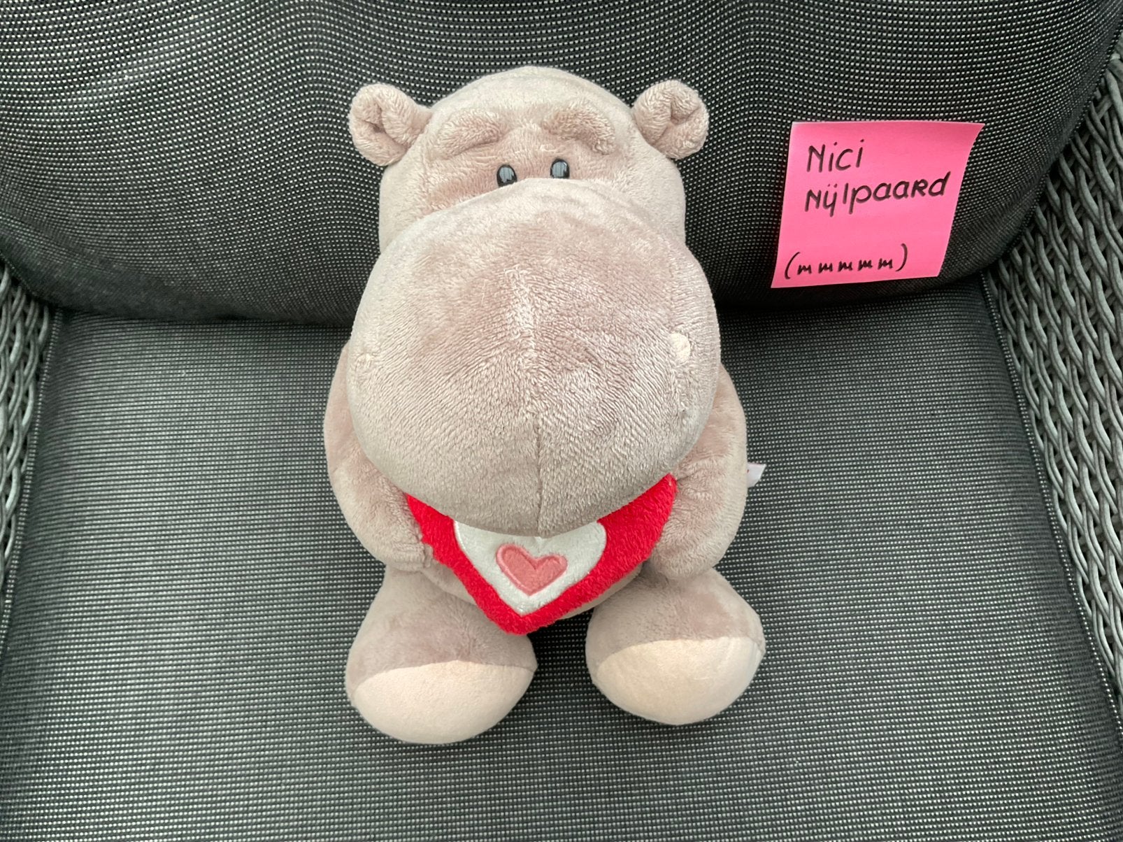 Zgan, niet kapot, NICI nijpaard knuffel 30cm met hartje, Ophalen, Zo goed als nieuw, Overige typen