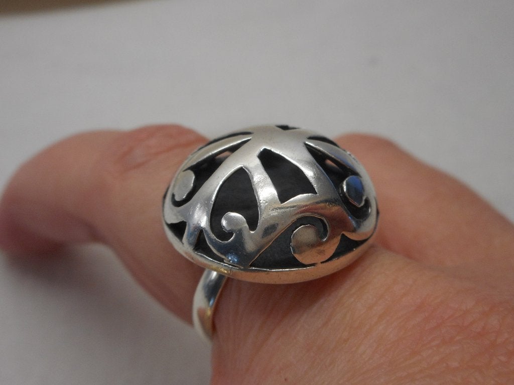 Zilveren bijzondere modernist ring maat 17 nr.1487