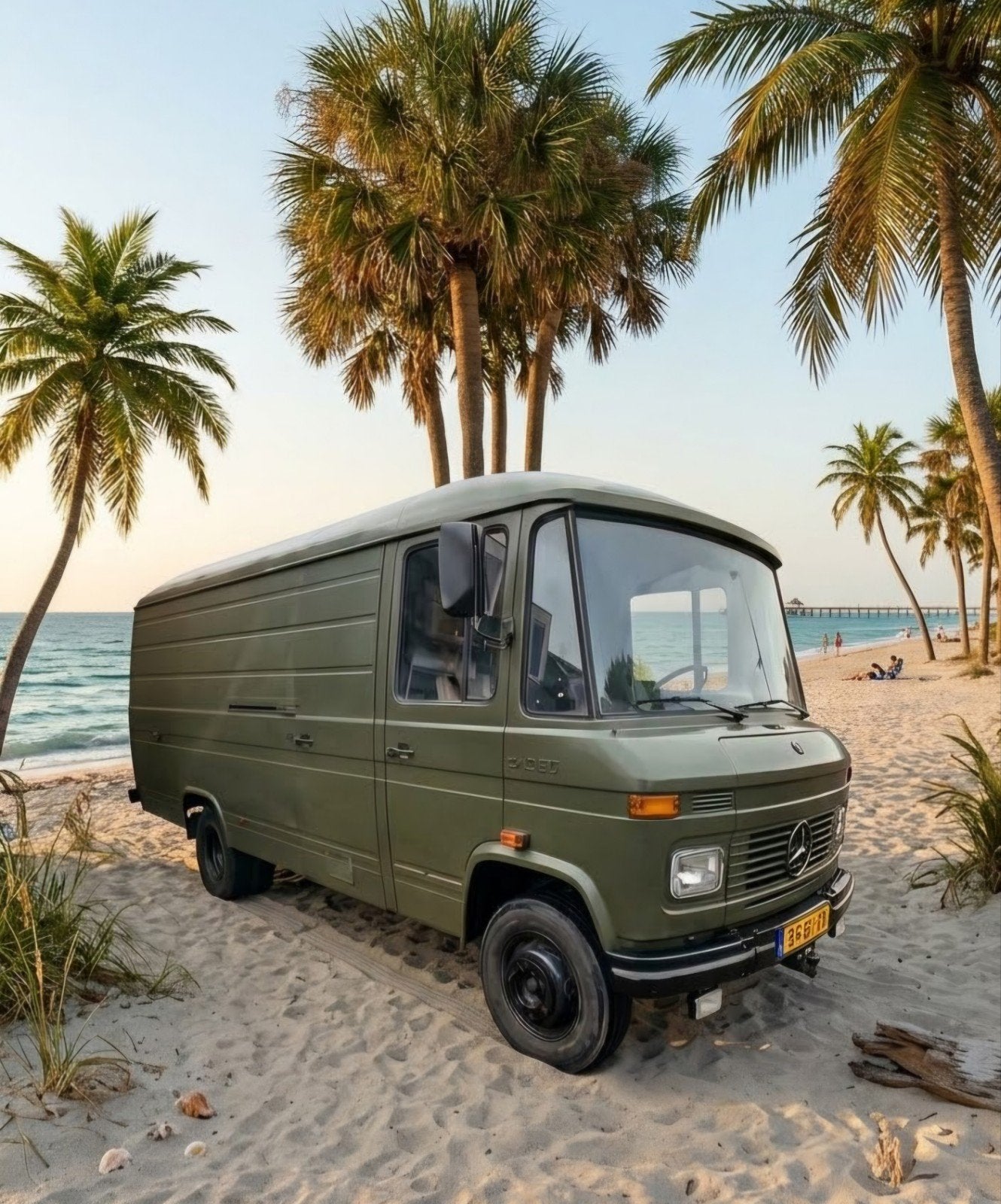 Mercedes 508 hoog dak 1979 nw apk belastingvrij 608 camper, Auto's, Achterwielaandrijving, Zwart, Leder en Stof, Mercedes-Benz