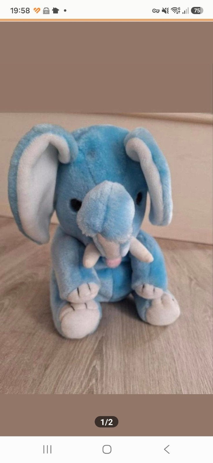 Blauwe Olifant Knuffel - 40 cm, Ophalen of Verzenden, Zo goed als nieuw, Blauw, Middelgroot (20 tot 80 cm)
