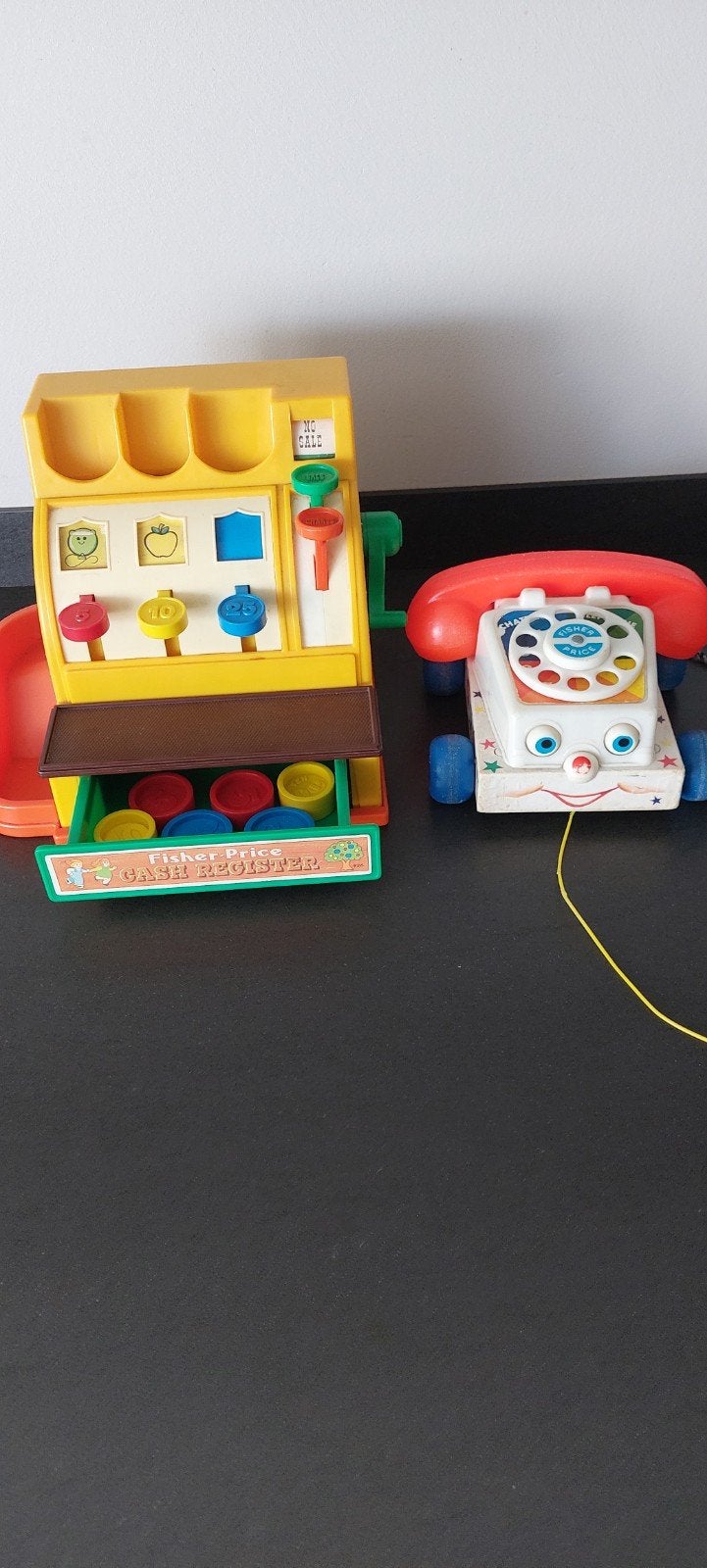 Vintage Fisher Price kassa en telefoon., Kinderen en Baby's, Ophalen of Verzenden, Gebruikt, Met geluid