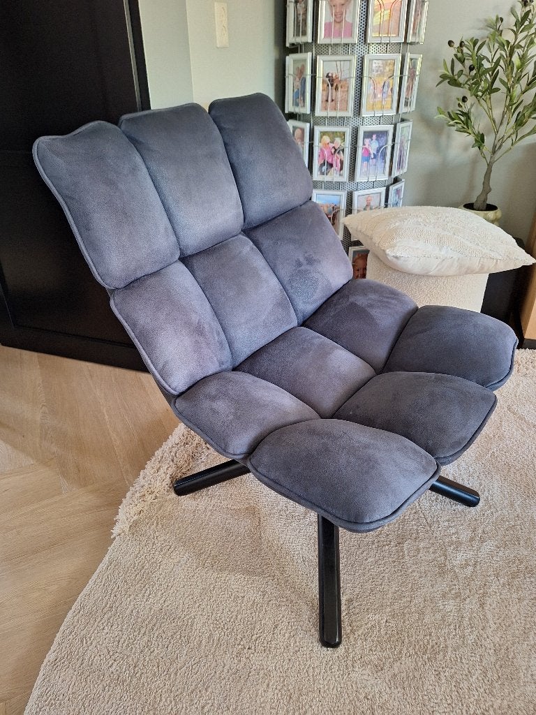 blauwe draai fauteuil in zeer goede staat., Ophalen, Minder dan 75 cm, Zo goed als nieuw, Stof