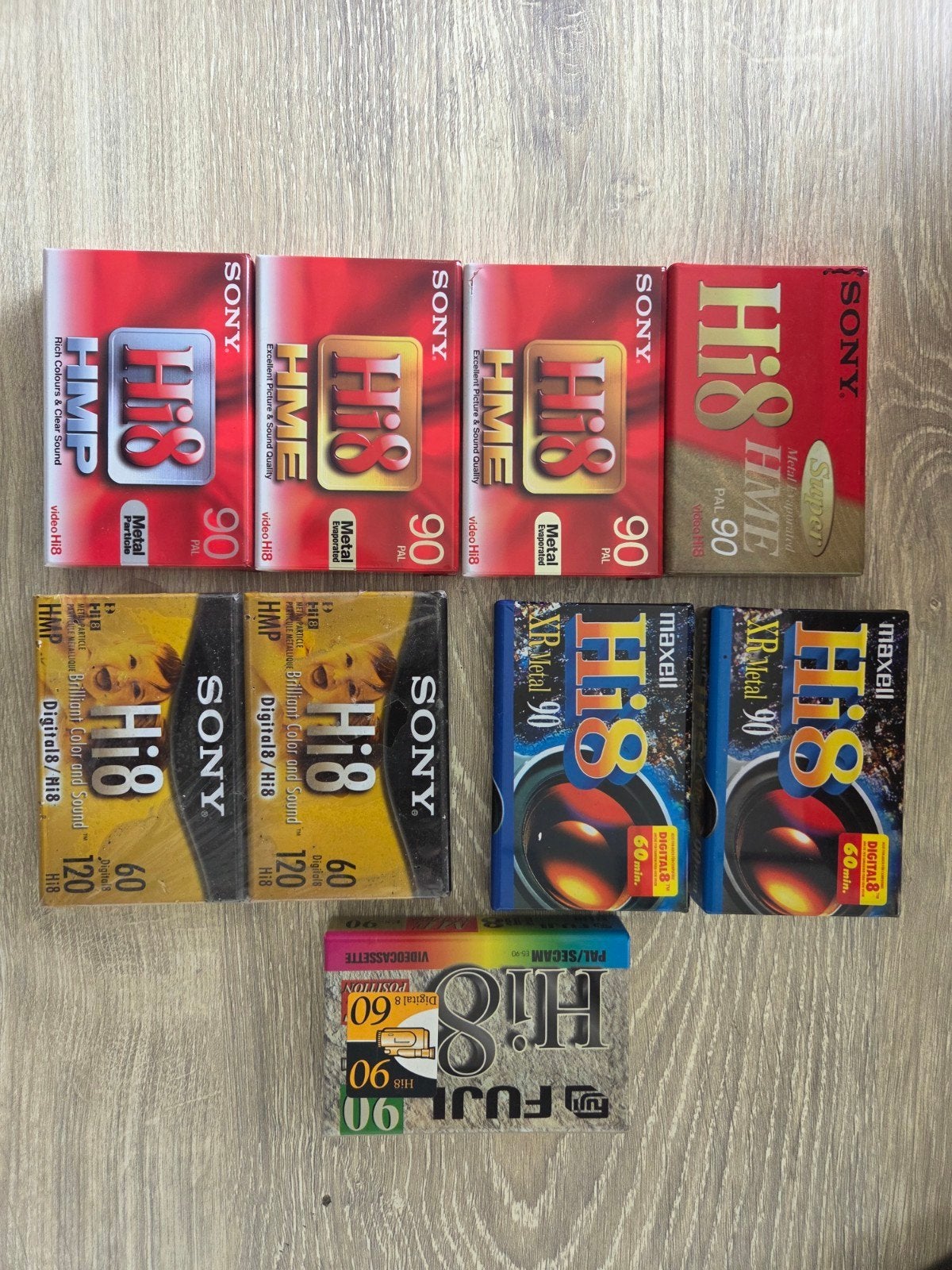 9 NIEUWE HI8/8MM VIDEO 8 CASSETTES nog in de FOLIE, Ophalen of Verzenden, Hi 8, (Video)band