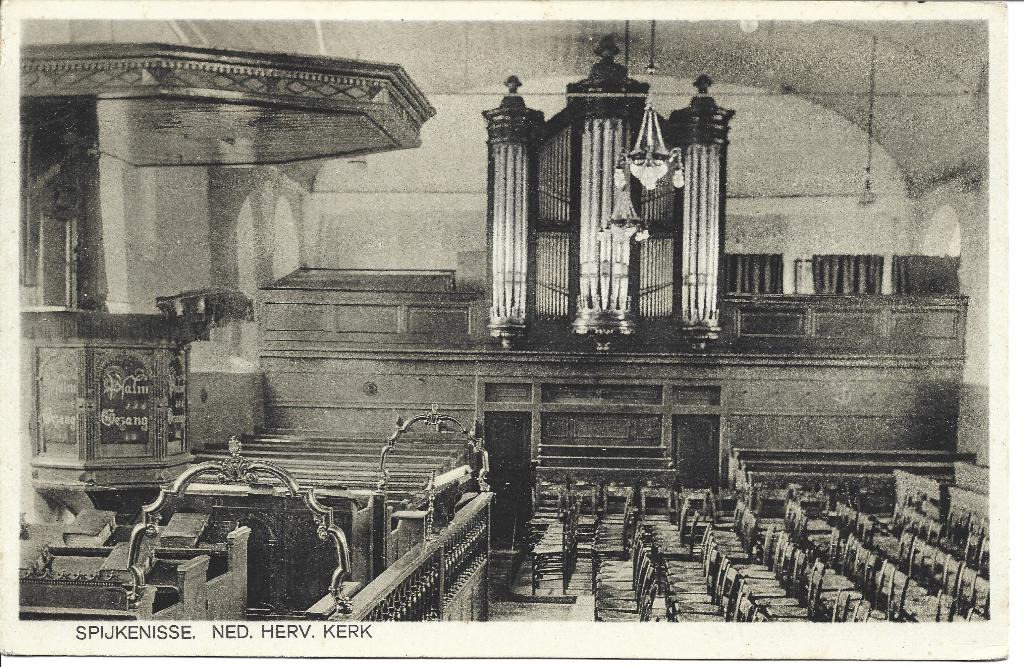Spijkenisse Ned Herv Kerk interieur orgel, Verzamelen, Ophalen of Verzenden, 1920 tot 1940, Ongelopen, Zuid-Holland