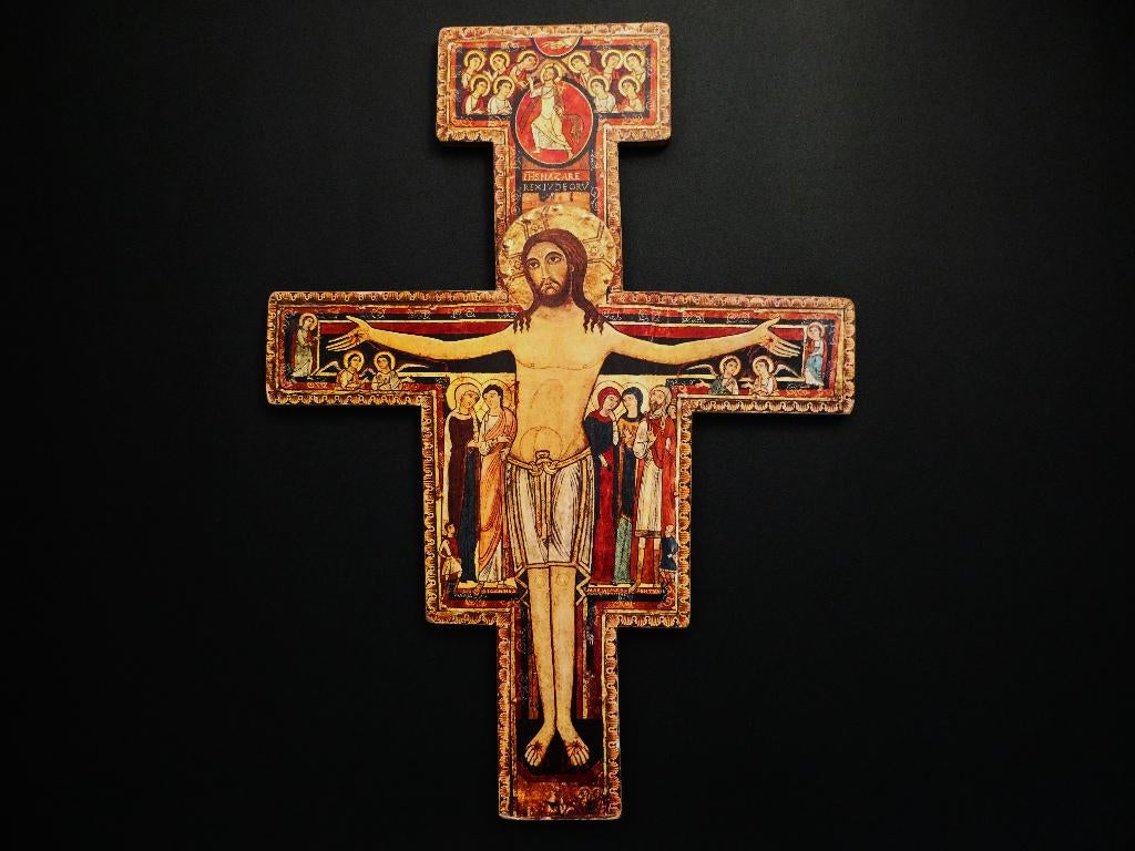 Groot kruis icoon San Damiano kerk Assisi Italy S Franciscus, Ophalen of Verzenden