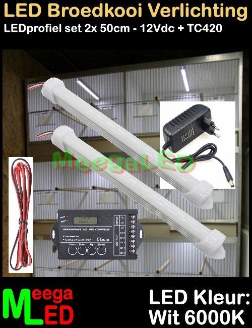 LED profiel strip TC420 SET 2x 50cm Broedkooi Kweekkooi, Dieren en Toebehoren, Ophalen of Verzenden, Nieuw, Aluminium, Broedkooi of Kweekkooi