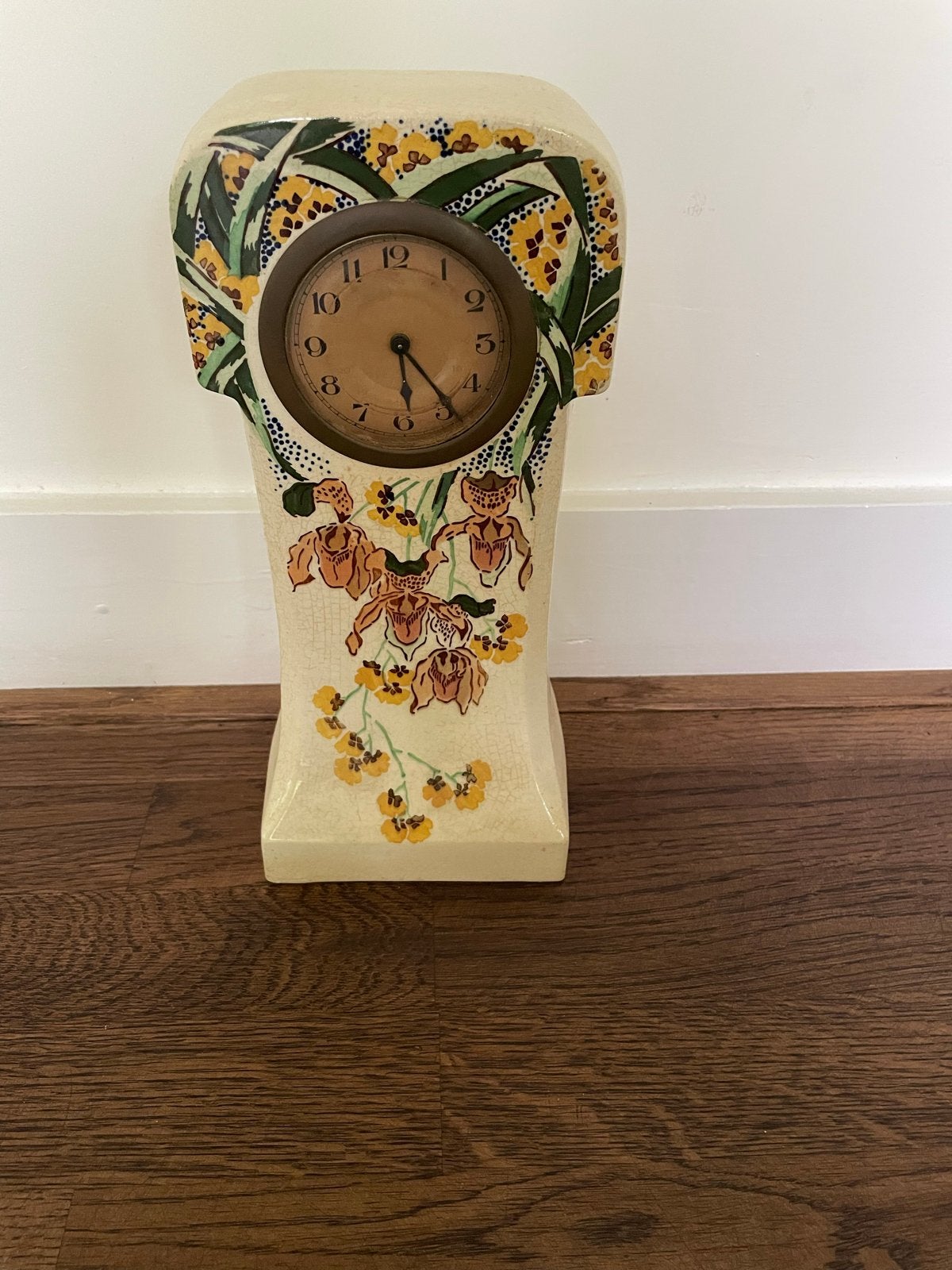 Antieke Art Nouveau Keramische Schouwmantelklok, Antiek en Kunst, Antiek | Klokken, Ophalen of Verzenden
