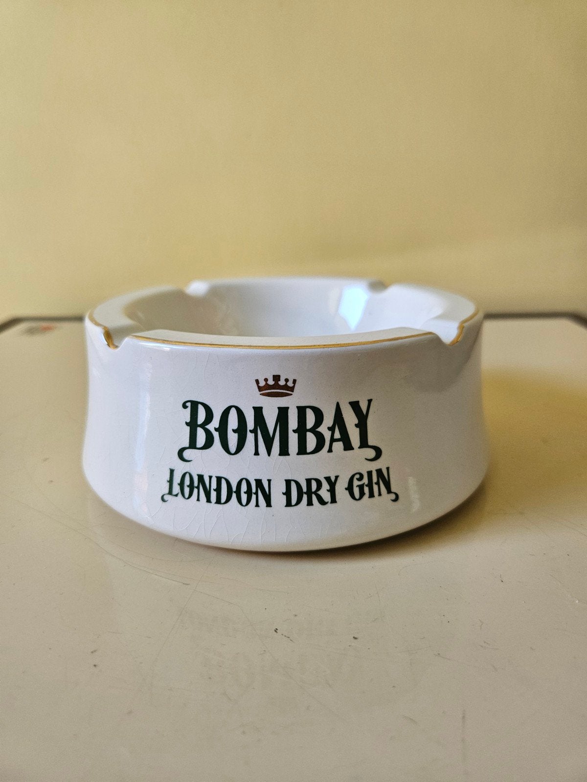 Vintage Bombay London Dry Gin Asbak - Wit met Goud, Ophalen of Verzenden