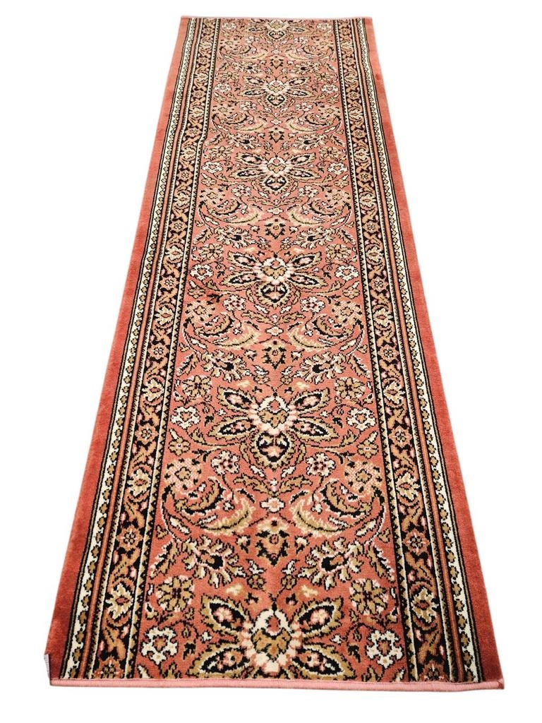 Vintage oosters wol vloerkleed loper floral pink 70x200cm