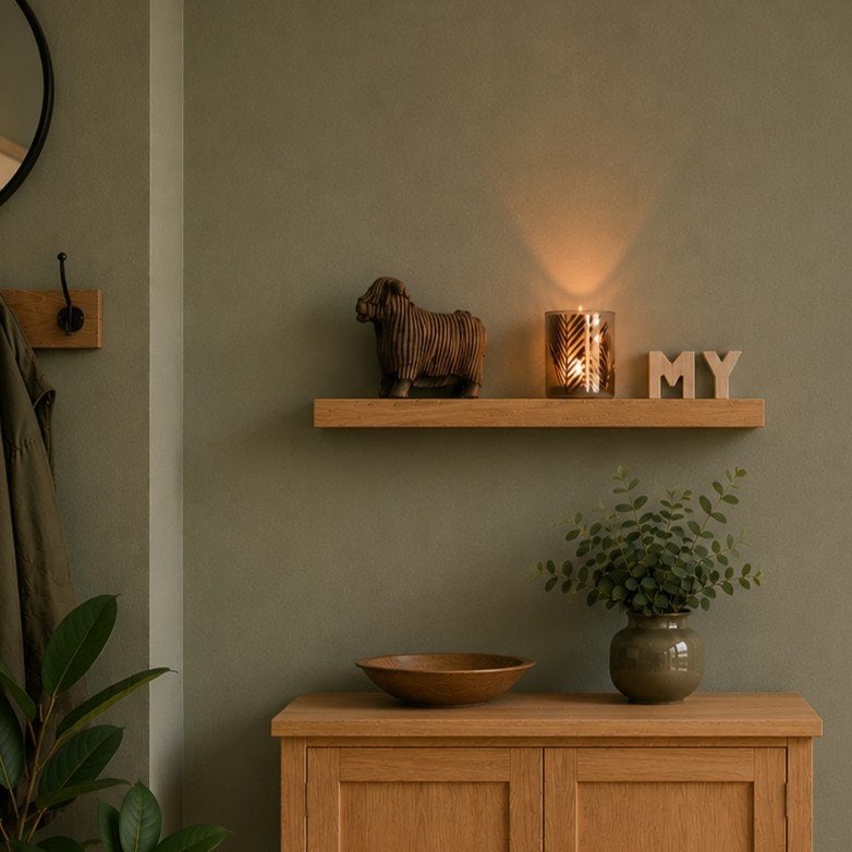Eikenhouten wandplank zwevend - decoratie schap - 58cm #132B, Houtatelier M.Y., Info@myhoutatelier.nl, Nieuw, Ophalen of Verzenden