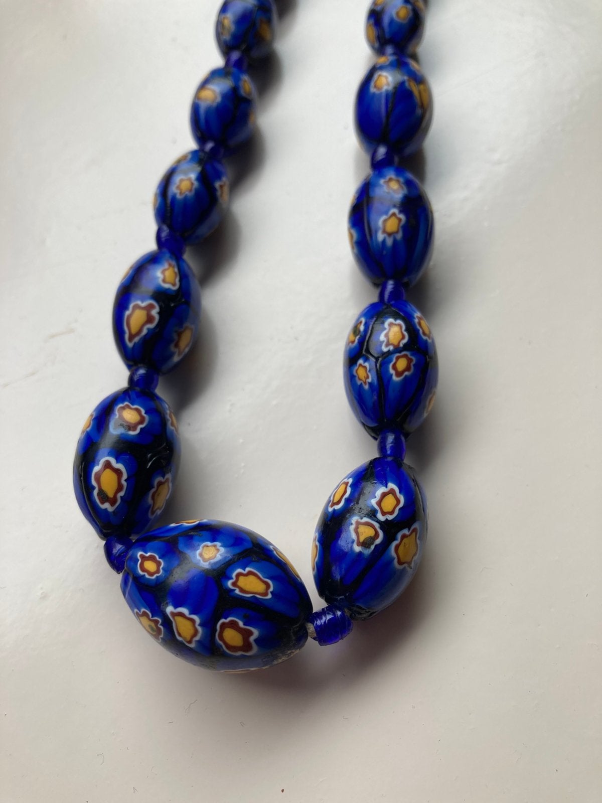 Vintage Murano millefiori glazen ketting, Ophalen of Verzenden, Zo goed als nieuw, Blauw, Overige materialen