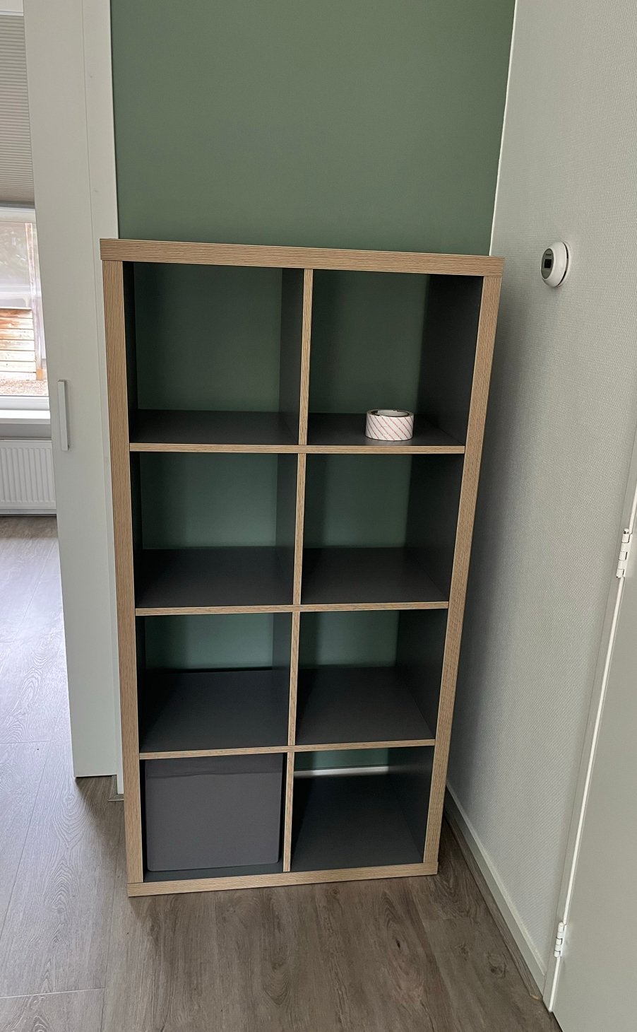 Grijze Kallax van Ikea met 8 vakken - 76,5x146,5x39 cm, Ophalen, Met plank(en), Gebruikt, 100 tot 150 cm