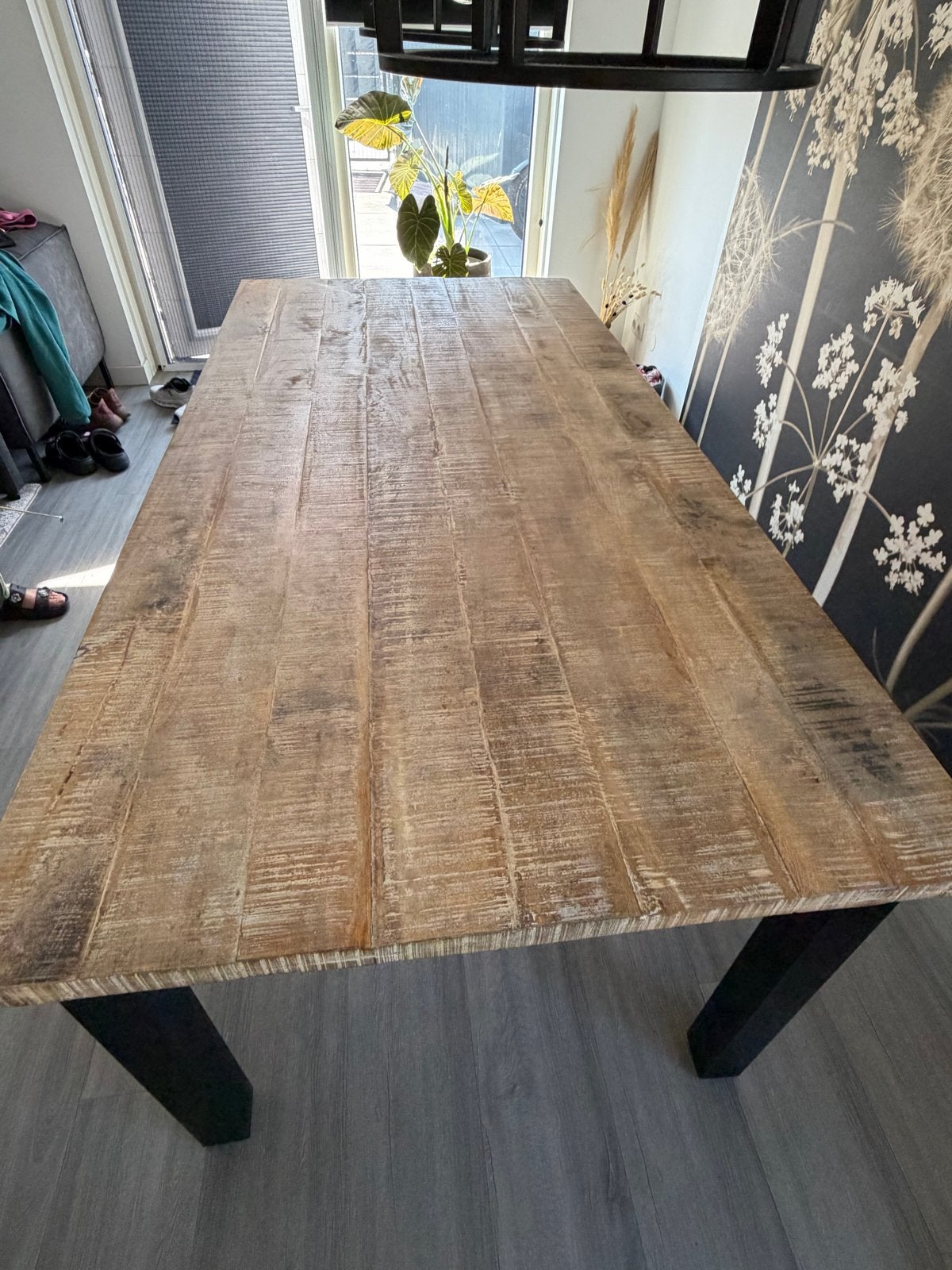 Massief mangohouten tafel - Stoer & Sfeervol, Ophalen, Gebruikt, 100 tot 150 cm, Vijf personen of meer