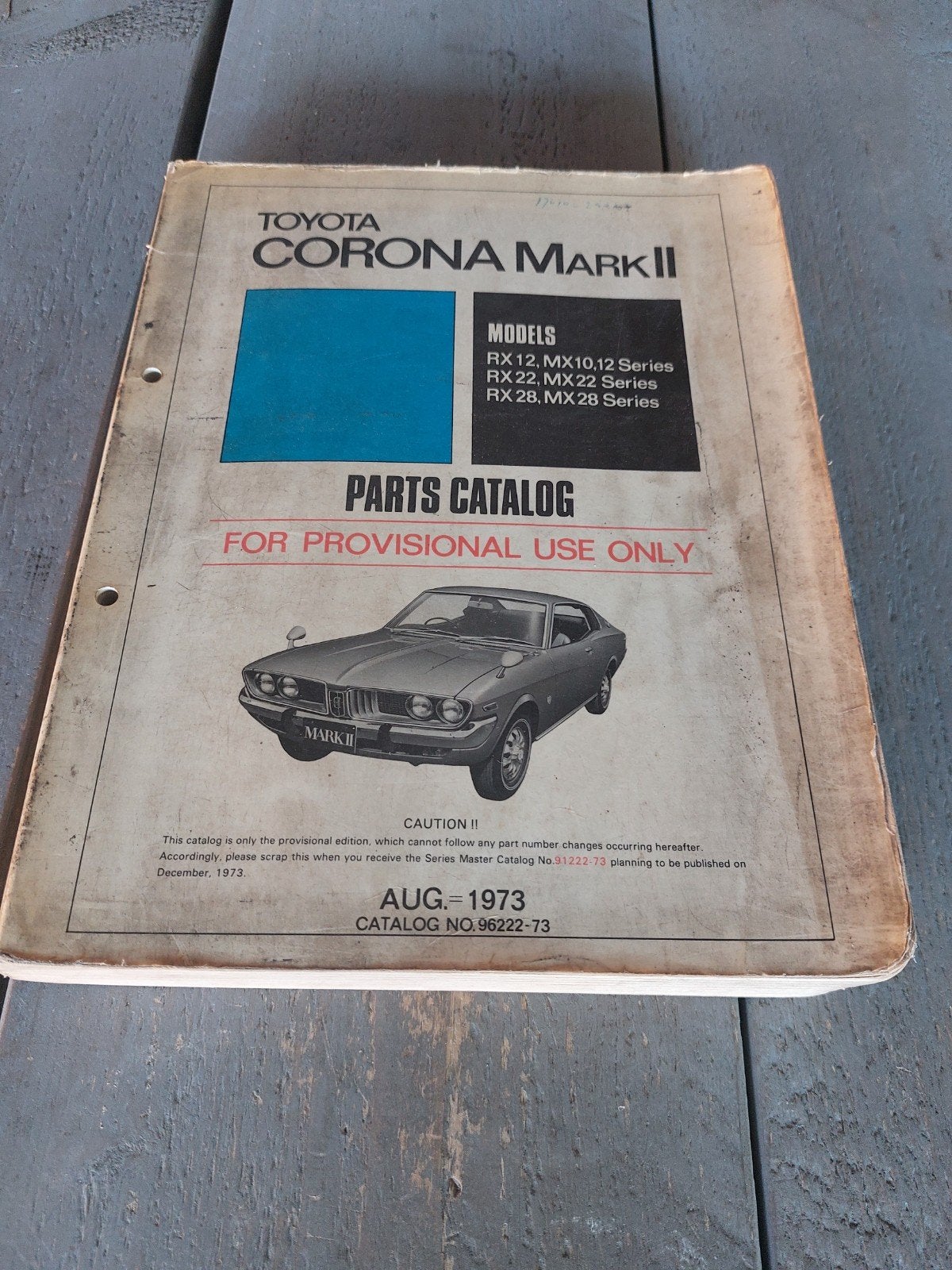 PARTS CATALOGUS TOYOTA CORONA MARK II RX12 RX22 RX28 MX12,22, Auto diversen, Ophalen of Verzenden