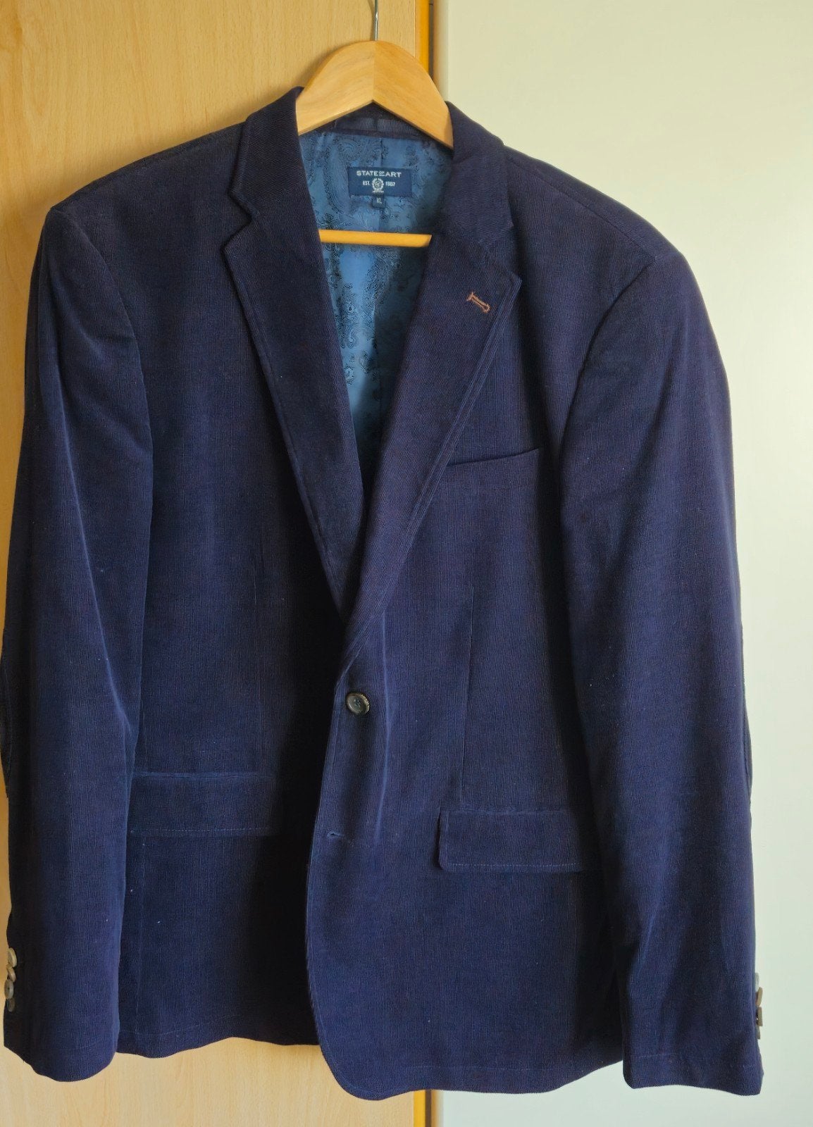 State of Art donkerblauw corduroy colbert, zgan, mt XL, State of Art, Blauw, Maat 56/58 (XL), Ophalen of Verzenden